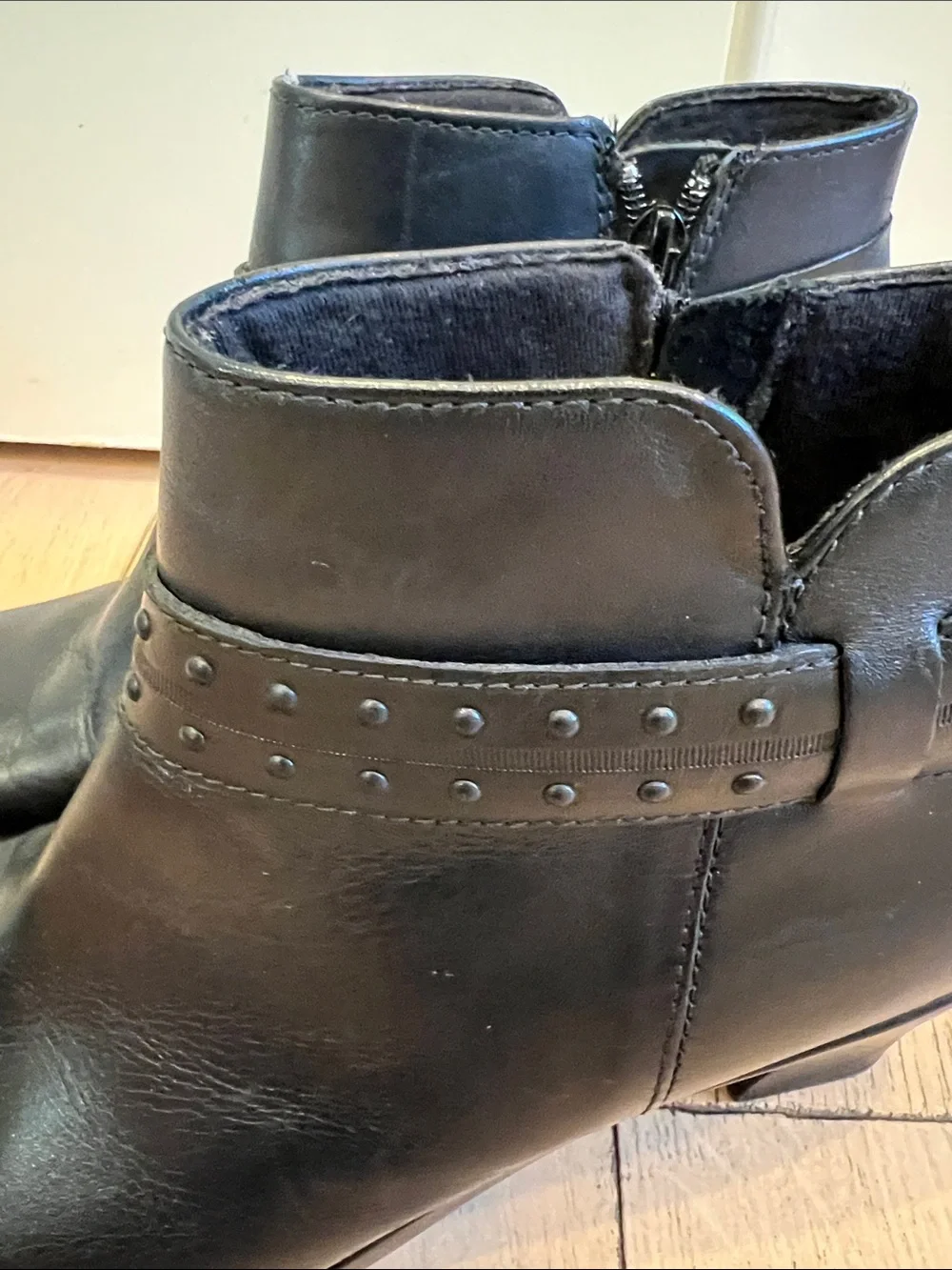 Clarks Black Leather Ankle Booties with Decorative Strap